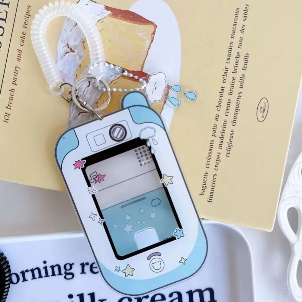 Transparent Acrylic Card Holder 3 Inch Keychain Pendant Photo Card Holder Mobile Shape Kawaii ID Badge Holder