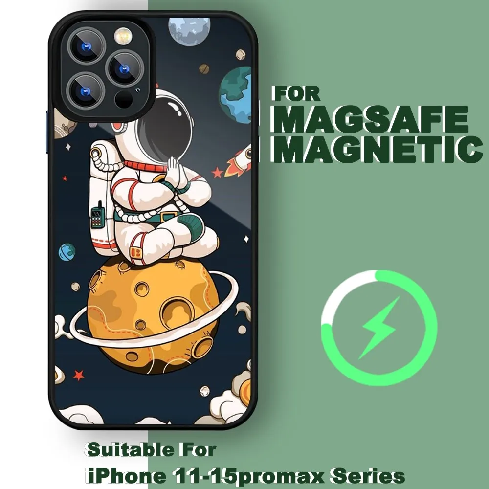 Fashion Cute Space Astronauts Phone Case For iPhone 15 14 13 11 12 Pro Max 14 Plus 15 Pro Max For Magsafe Phone Cover