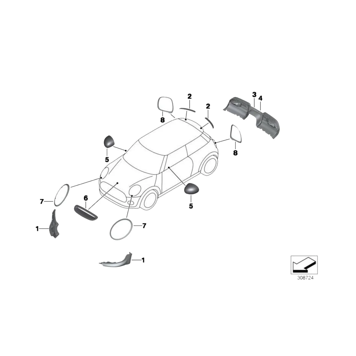 Anel de guarnição do farol dianteiro esquerdo, cabeça luz quadro da lâmpada, tampa da sobrancelha para BMW Mini Cooper F55 F56 F57 14-21, 51712355791