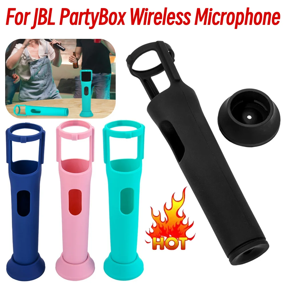 Funda de silicona para JBL PartyBox, fundas antirrollos para micrófono, soporte para micrófono, funda para micrófono inalámbrico JBL PartyBox