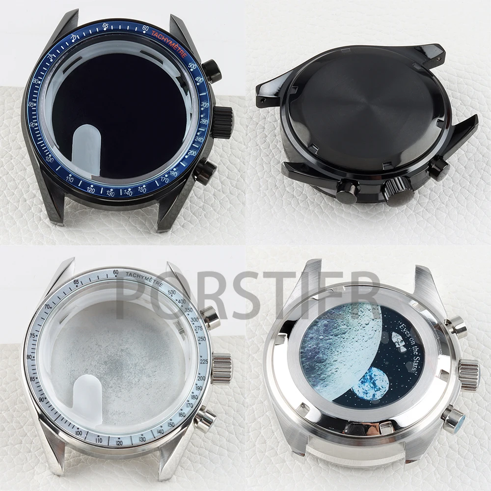 

40mm VK63 Watch Case 100m Waterproof for Chronograph VK63 VK64 Movement 32.5mm Dial Moon Pattern Case Back 316L Steel Watch Part