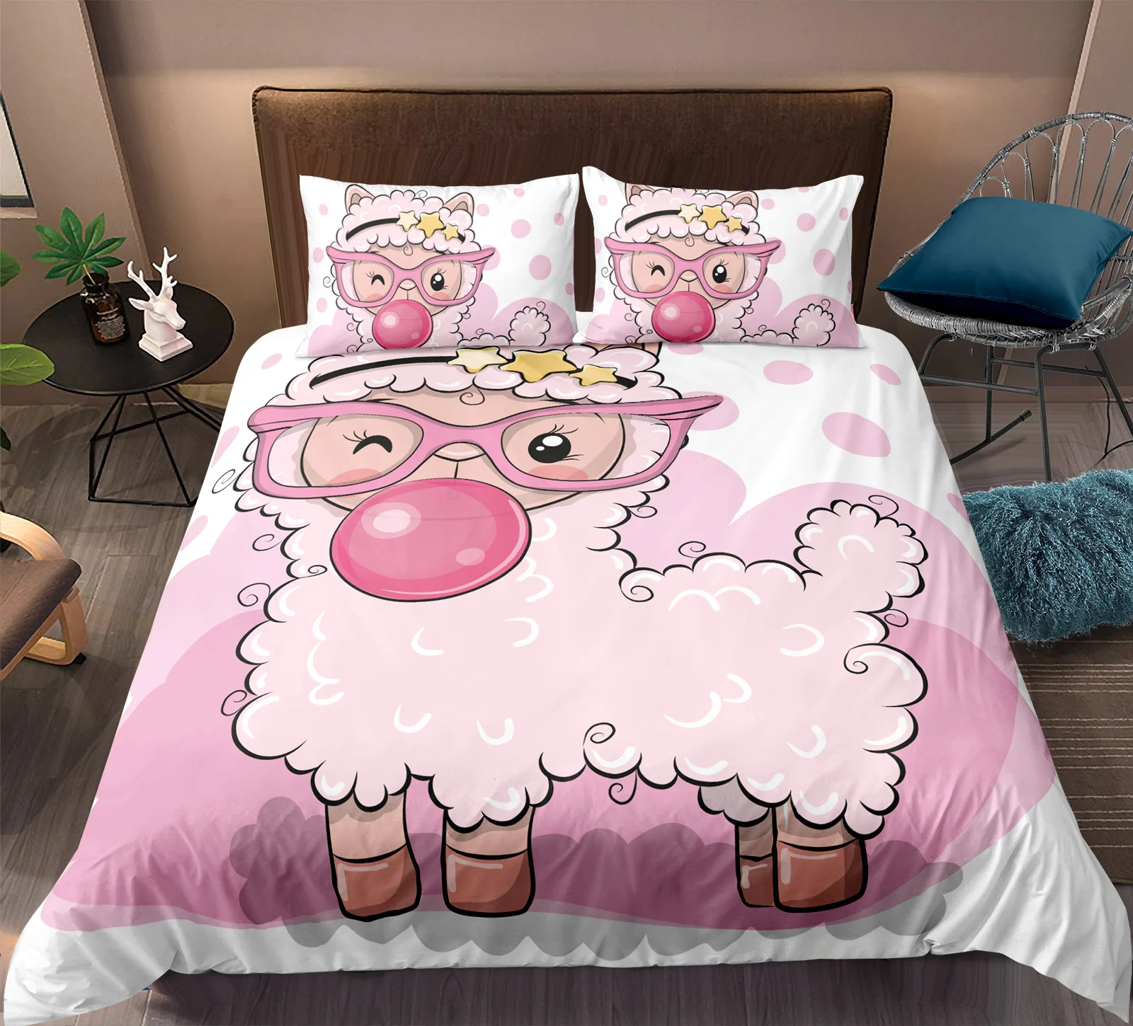 

Lamb Set Duvet Cover for Girls French Style Pink Flower Girls Space Bedding Set Individual Pillowcase, Duvet Cover or Set