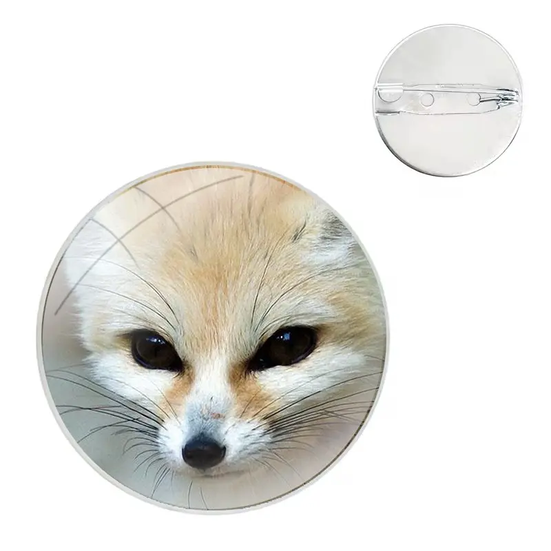 Glass Dome Brooches Badge Pins For Clothes Hat Shirt Lapel Bag Animal Fennec Fox