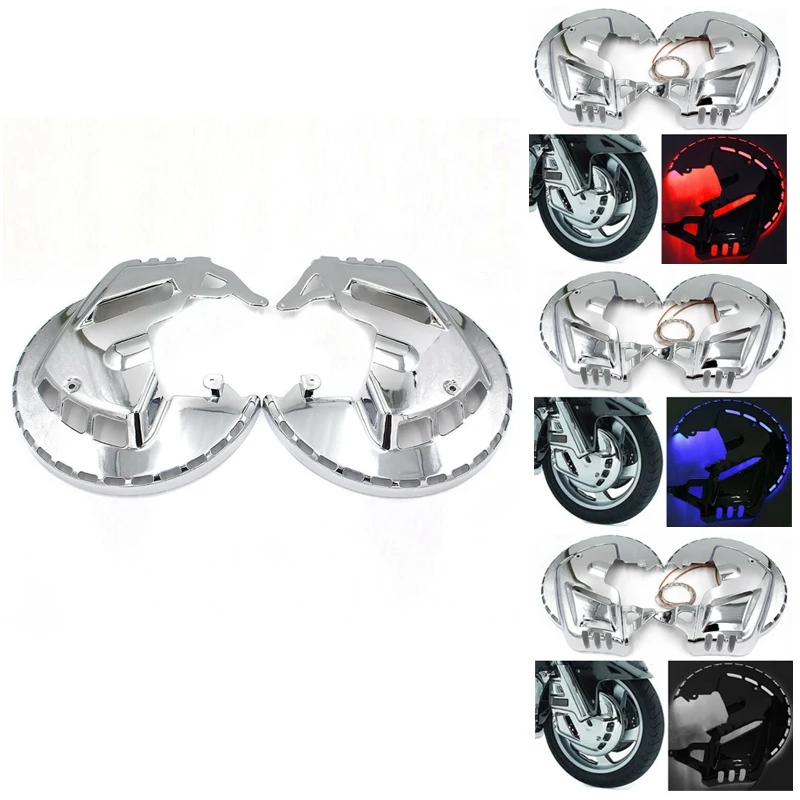 

Motorcycle Accessories Chrome Brake Disc Rotors Covers LED Light For Honda GOLDWING GL1800 2001-2017