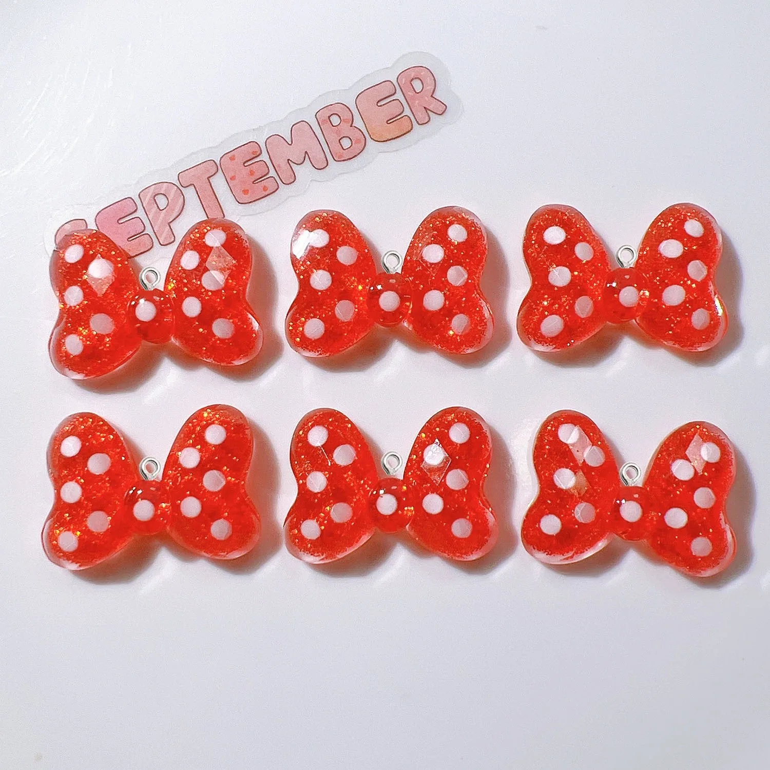 10 قطع الأزياء بريق الأميرة Bowknot الراتنج سحر DIY مجوهرات اكسسوارات أقراط قلادة المفاتيح الحرفية المواد قلادة #3