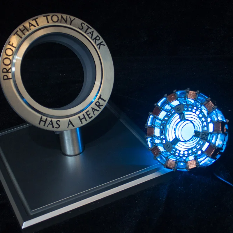 1:1 Avenger Iron Man Mk1 Arc Reactor Tony Stark Heart Of Mark Figure Led Light Model Superhero Cosplay Toys Chest Lamp Anime Gif