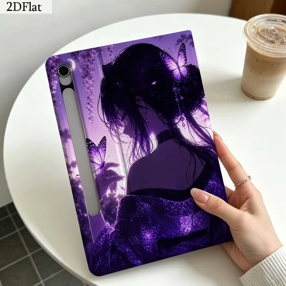 Cartoon Purple Butterfly Girl Gift For Samsung Galaxy Tab S11 S10 S9 S8 S7 S6 A11 A10.1 A9 A8 A7 Ultra FE Plus Soft Tablet Case
