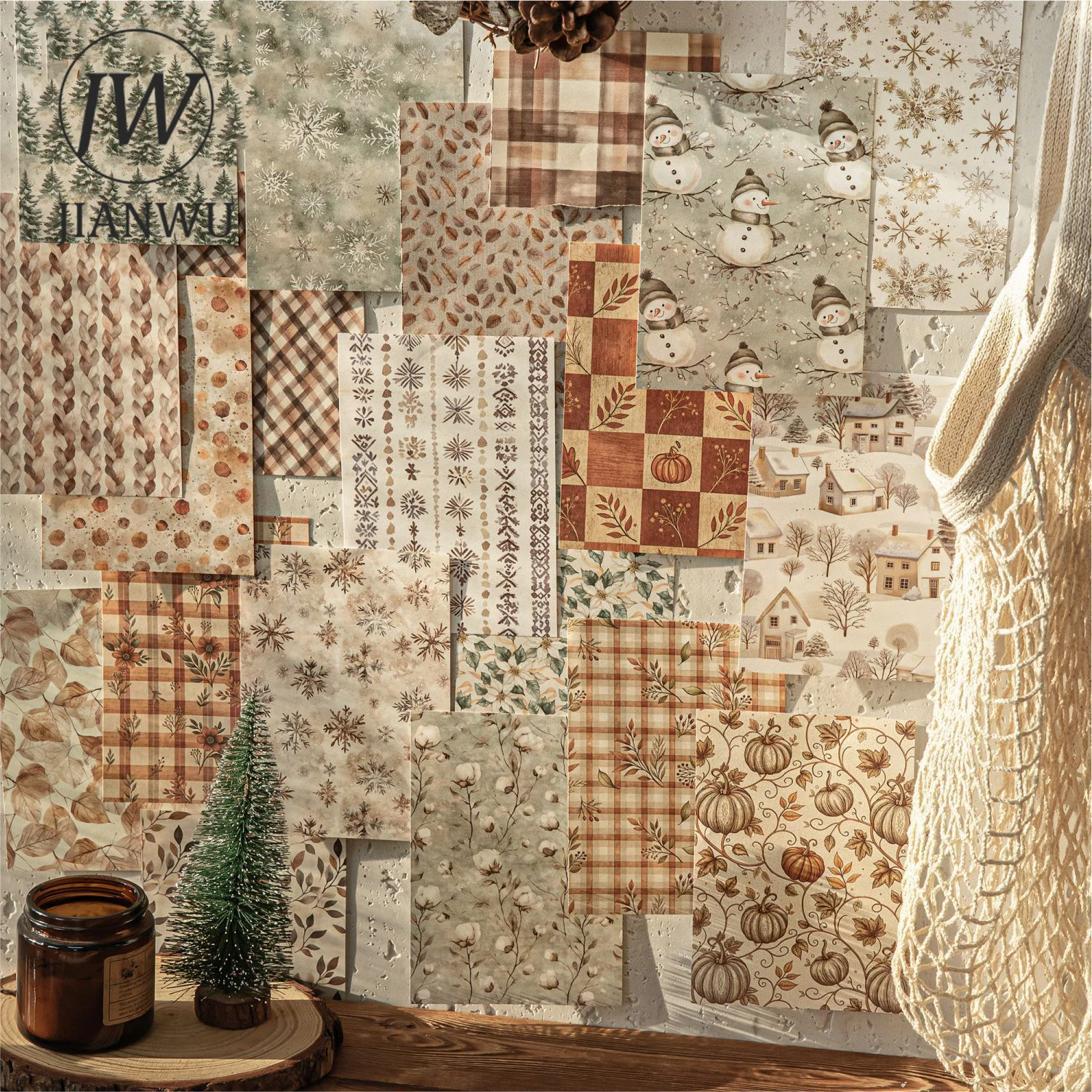

JIANWU Roaming Autumn Winter Series Vintage Pattern Landscape Collage Scrapbook Material Paper Creative Junk Journal Stationery