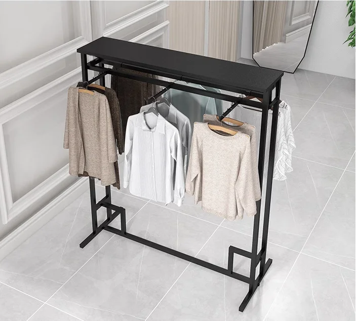 Clothing store island rack double row upright display rack for men's and women's clothing, pants display rack