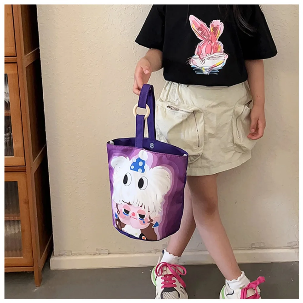 Gift Illustration Bucket Bag Handheld Outward Canvas Bag Canvas Large Capacity Handbag