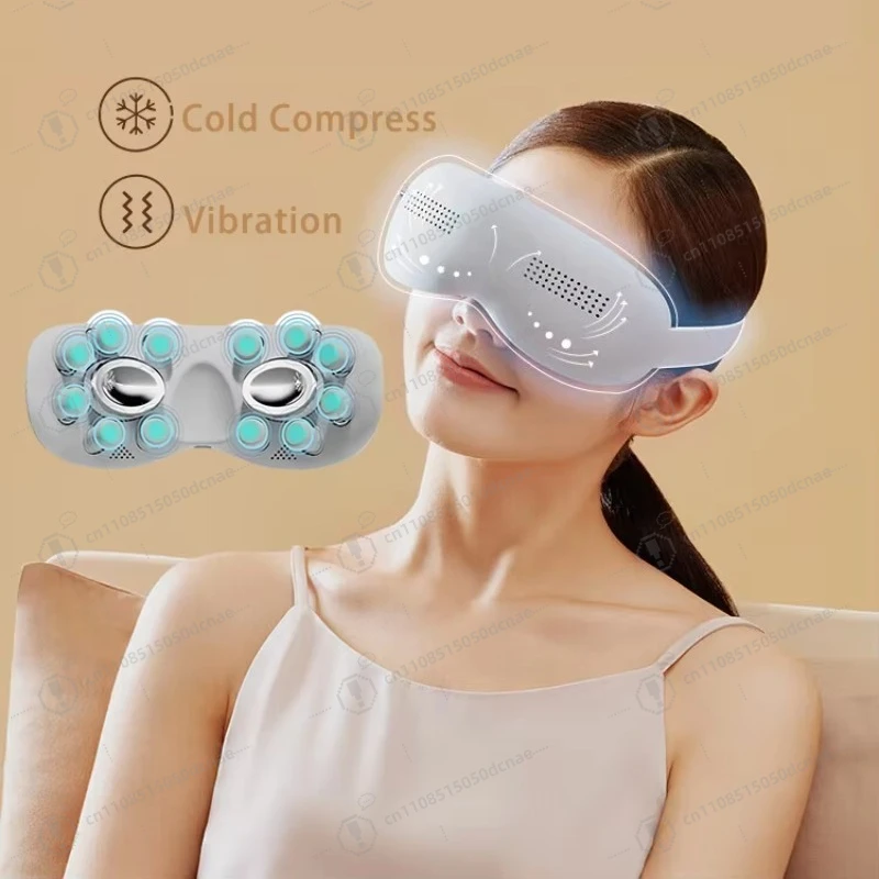 Eye Massager Dual Hot Cold Function, Bluetooth Vibration 5 Modes, 2000mAh Music Timer for Eye Relaxation