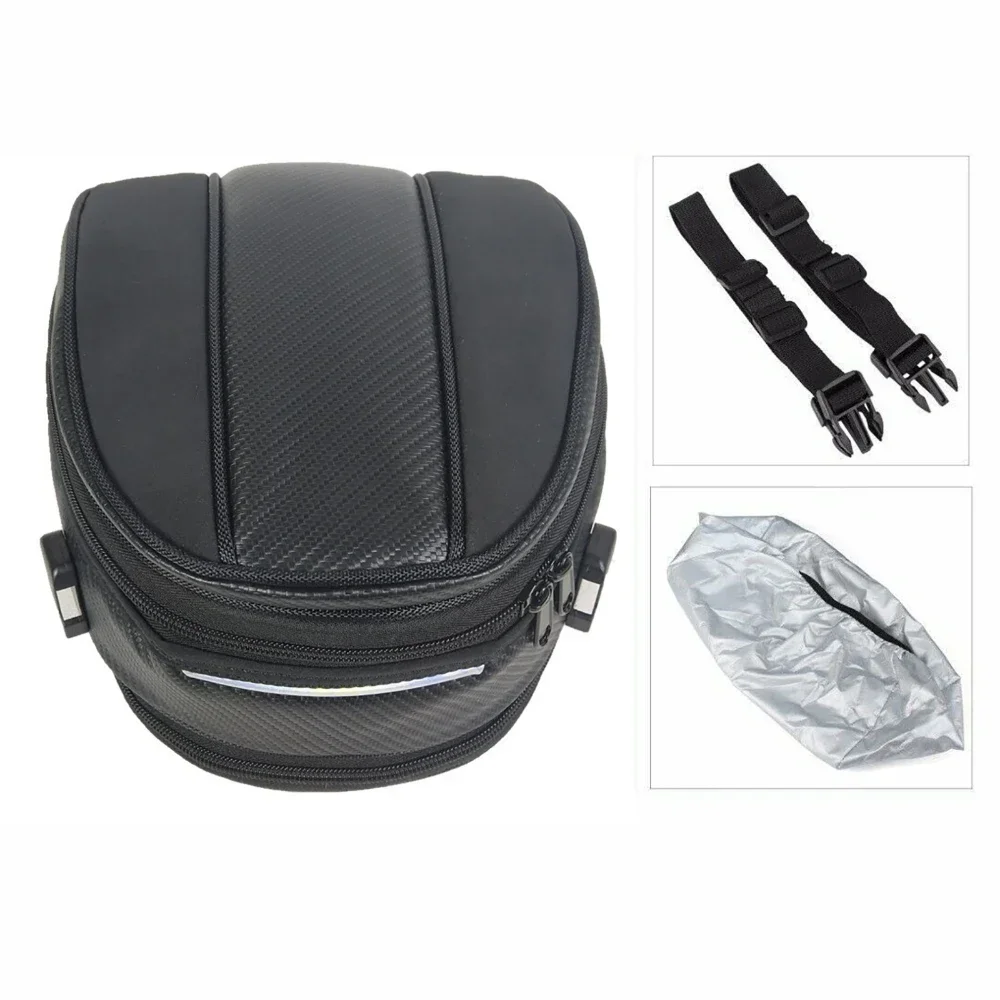 Motorcycle Helmet Bag Rear Seat Trunk with Rain Cover 7.5-10L Large Capacity Waterproof Oxford Cloth Luggage Storage Universal