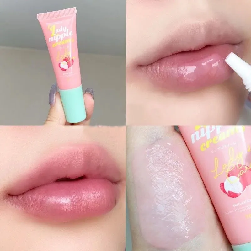 Thai Natural Coriko Lady Nippel-Creme-Flasche, rosa Farbe, Lippenfarbe, wechselnde Lippenglasur, verblasst nicht, nährt abgestorbene Haut