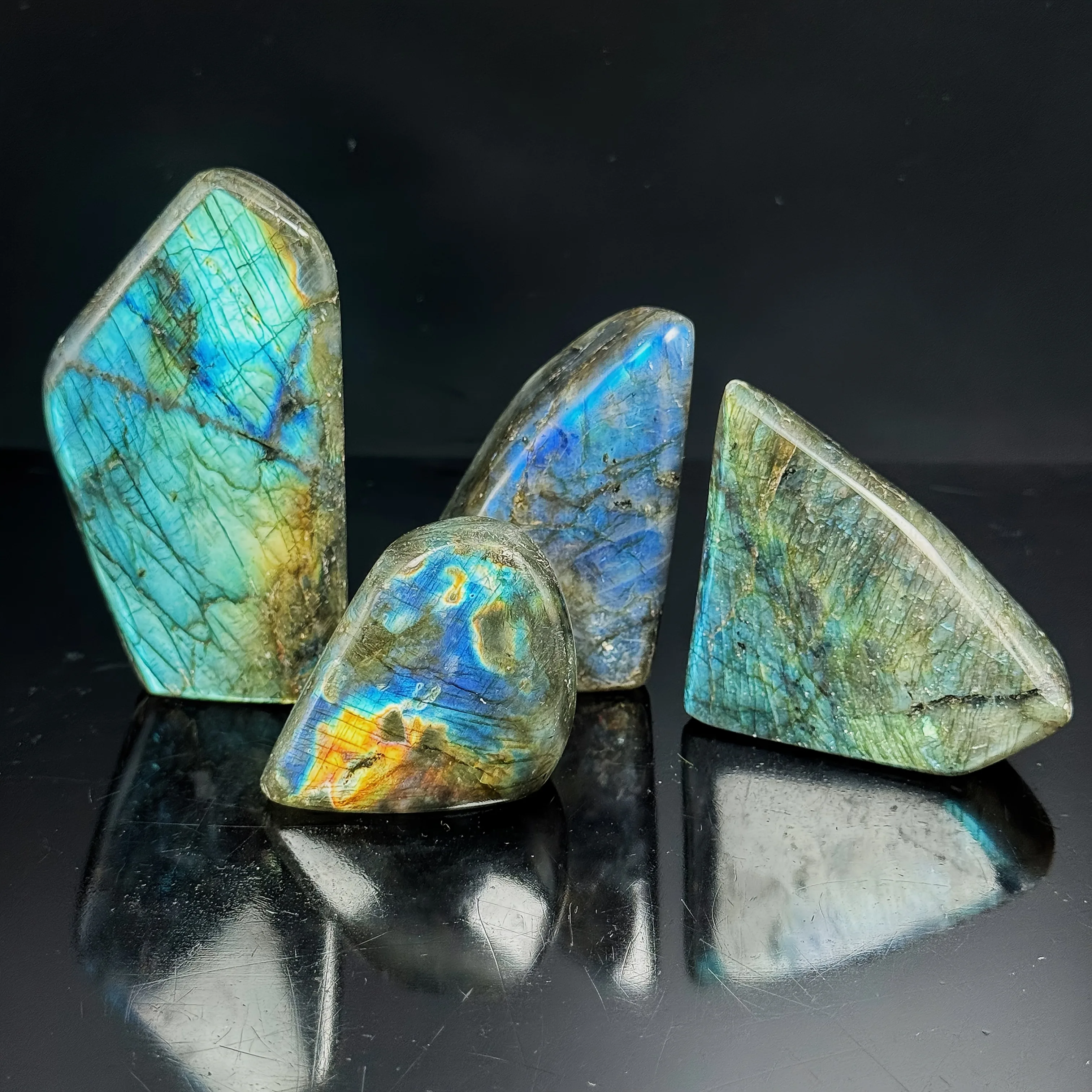 1 Labrador Stone Freeform Ornament | Natural Crystal with Irregular Cracks and Crystal Chambers, Perfect for Home Decor