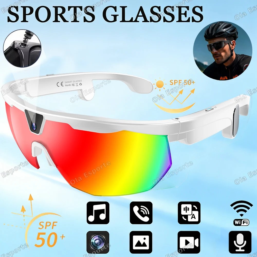 

Новые спортивные очки-камера HD 1080P для видеозаписи, носимые спортивные очки с AI-голосовым управлением, спортивные очки-камера