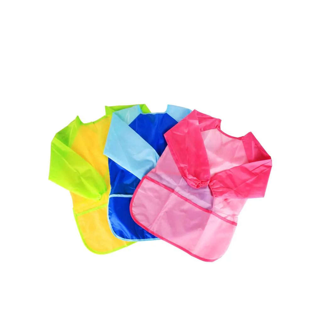 

3PCS Kids Smock Waterproof Long Sleeve Painting Apron Easy Clean Reusable Yellow Blue Painting Coat for Home Use