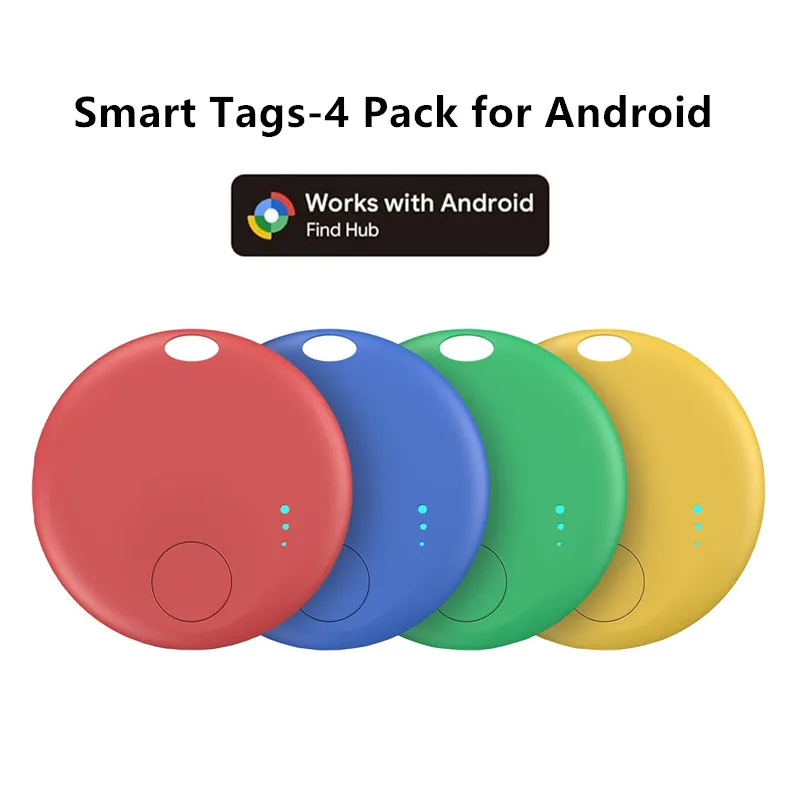 

Smart Tags 4 Pack for Android Airtag Bluetooth Tracker Tag Locator Tracking Device Work with Google's Find Hub App Item Finder