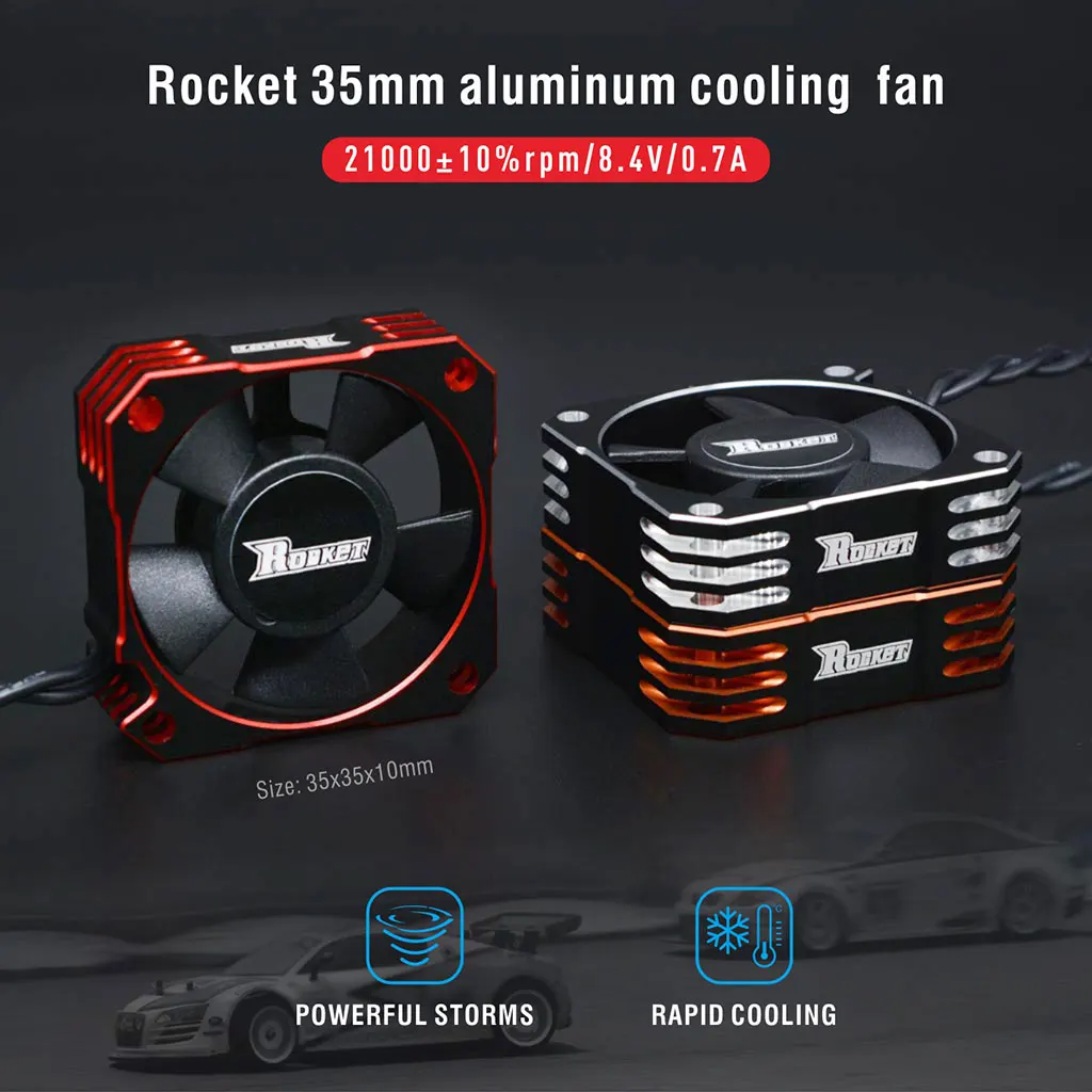 2 Stück SURPASS Rocket Kühlventilator 25mm 30mm 35mm 40mm 50mm Metall-Motorlüfter Wärmeableitungsventilatoren Abdeckung für 1/8 1/10 RC Auto Motor – Detail 4