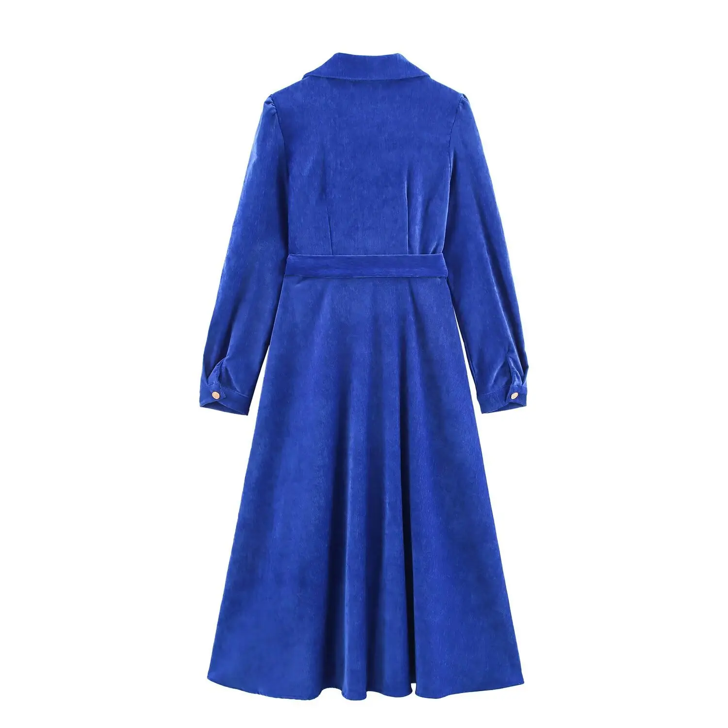 2023 Dames Casual lange jurk met riem Jurk Lente Zomer Elegante jurken HERFST Jurken met enkele rij knopen en lange mouwen