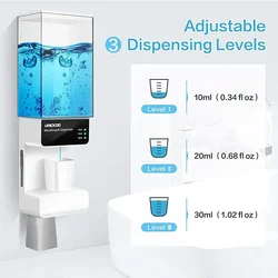 700mL Automatic Touchless Mouthwash Dispenser Wall Mounted Bathroom Mouth Wash Dispenser with Magnetic Cups for Kids Adults