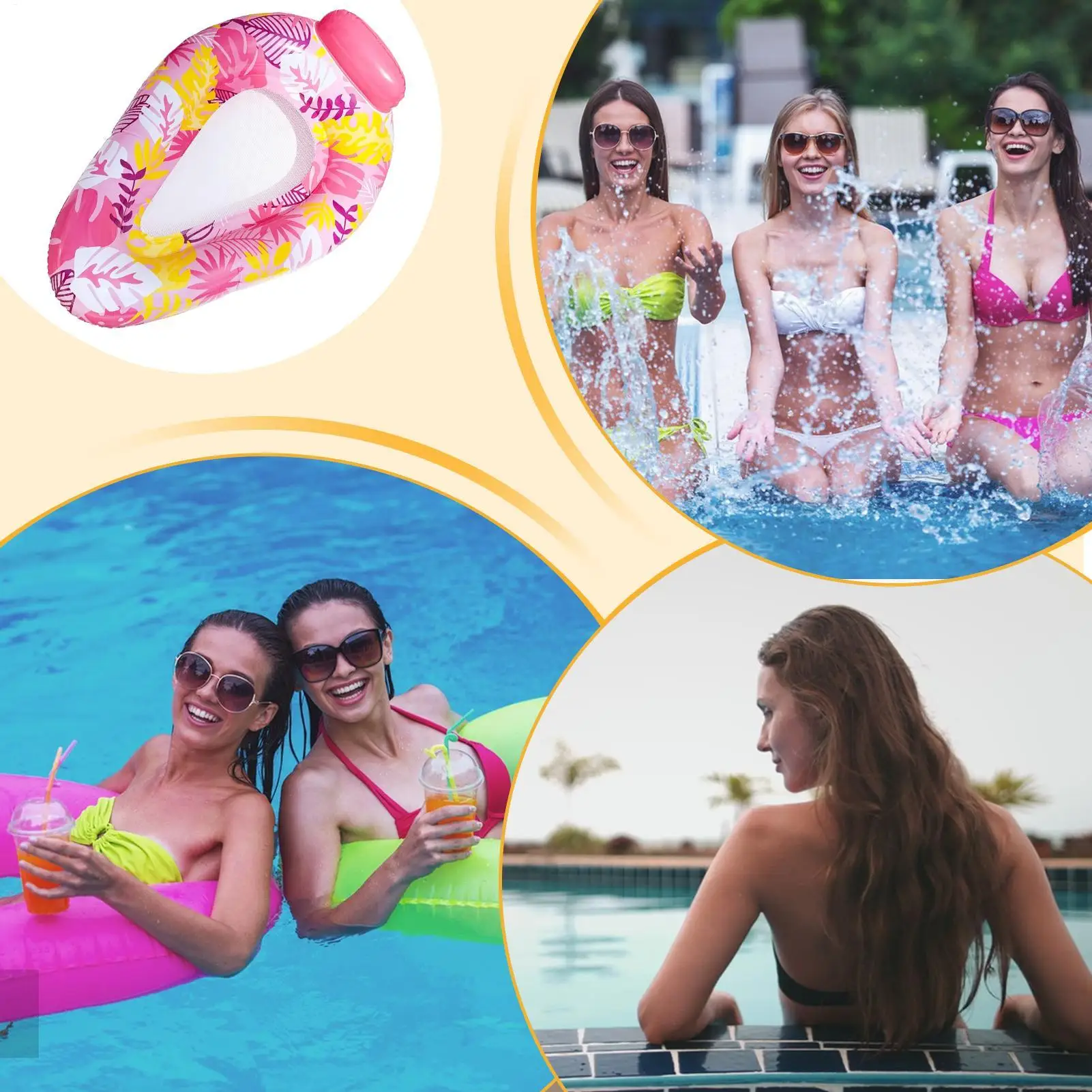 Flotadores de piscina, balsas de piscina para adultos, colchoneta de natación, tumbona para agua al aire libre, fiesta de río, bronceado, patio trasero, playa, lago