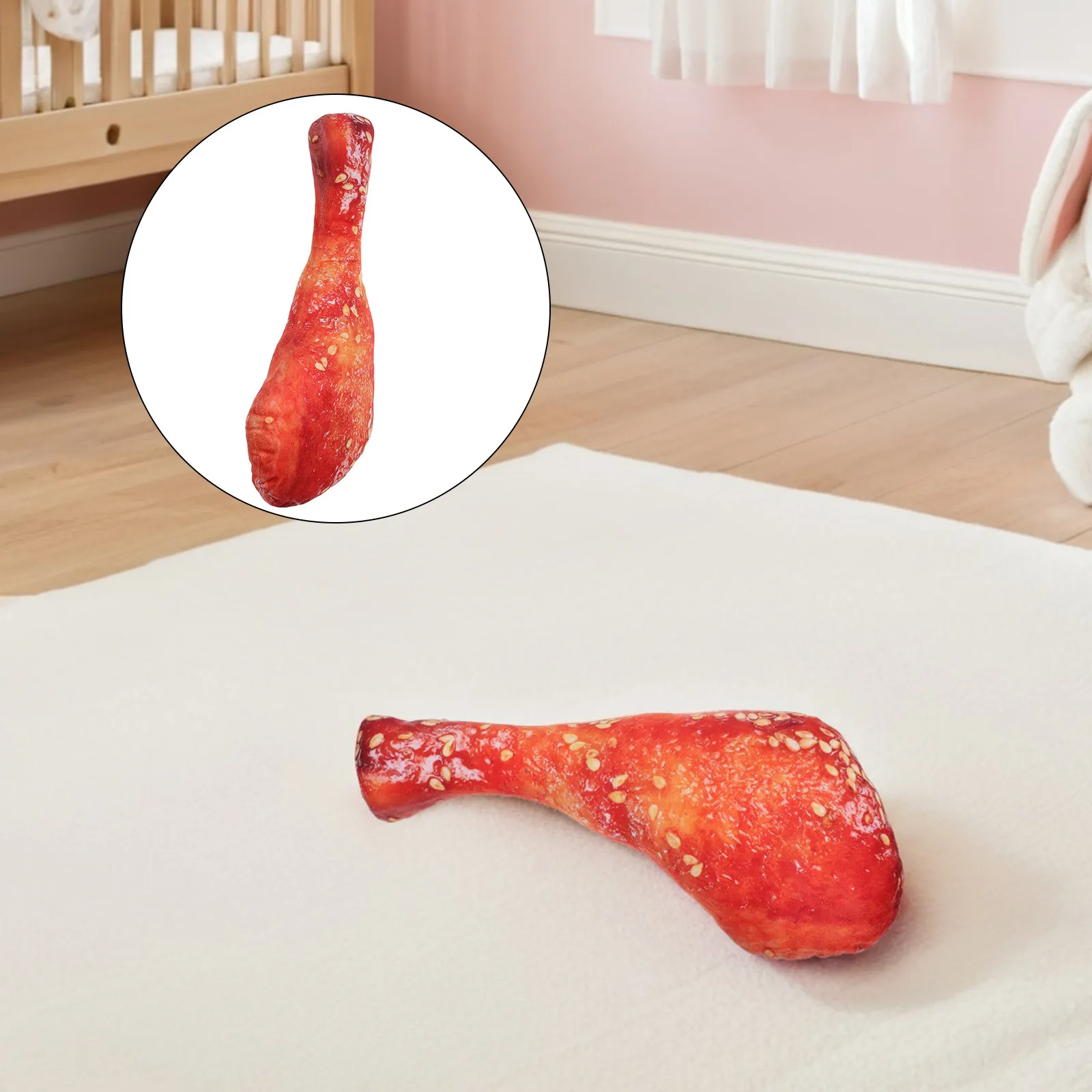 

15 Inch Fried Chicken Leg Pillow - Soft Realistic Food Shape Cushion for Home Decor Sofa Backing Travel Festival Decoration