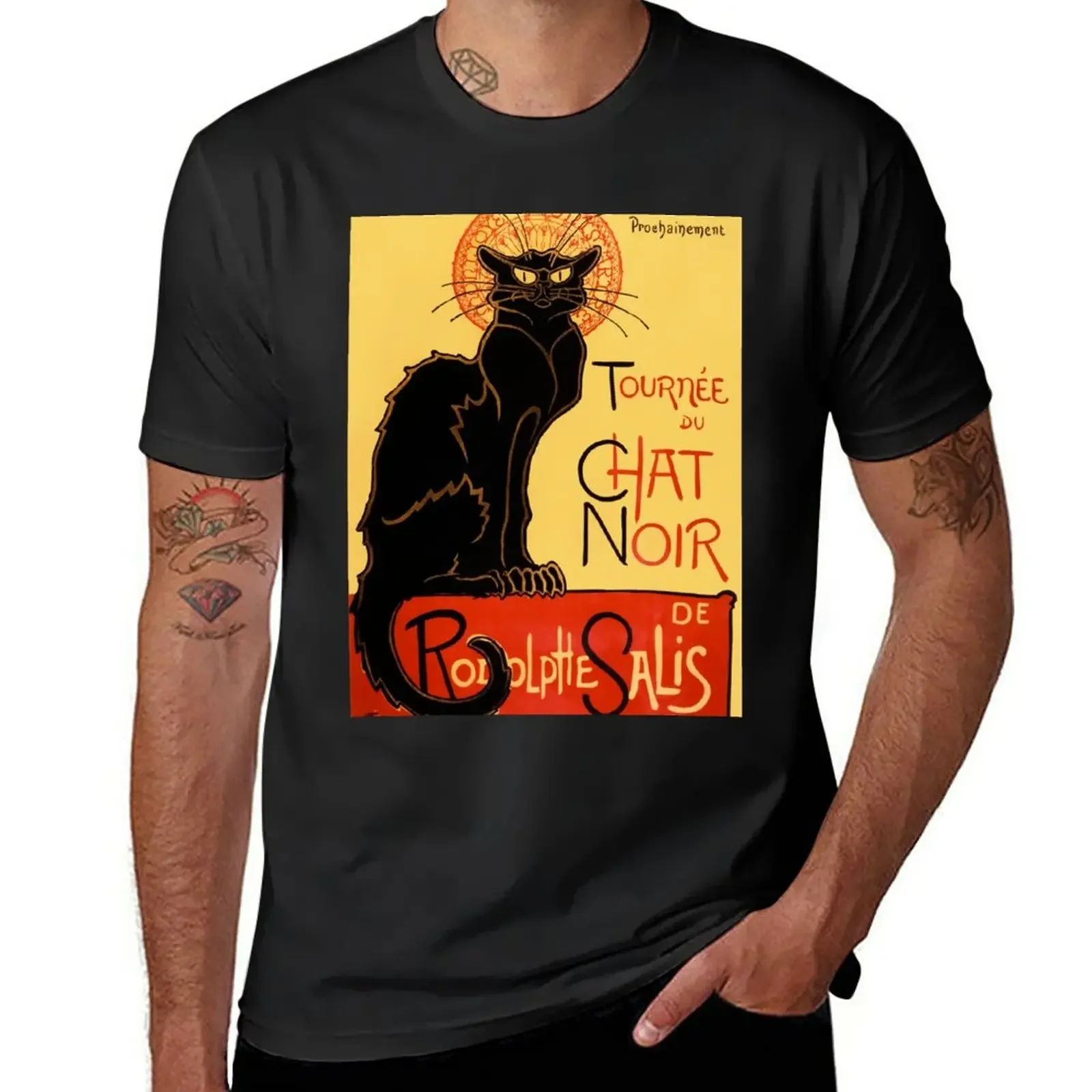 Tournée du Chat noir - Théophile Steinlen, Vintage Poster T-Shirt animal prinfor boys Blouse men clothings