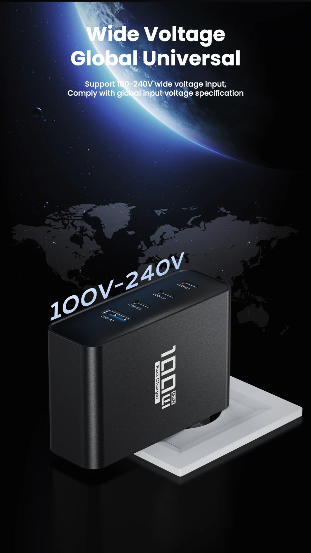 ASOMETECH 100 W USB-Ladegerät GaN-Ladegerät für MacBook Laptop Schnellladung für Samsung Xiaomi USB Typ C PD-Aufladung für iPhone 15 14 – Detail 10