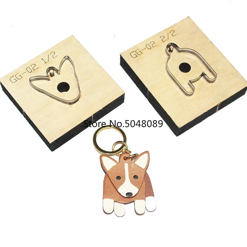 Leather Die Cutter Japan Steel Blade Wooden Die corgis Dog King Ring Pendant Leather Craft Hand Punch Tool Knife Mould