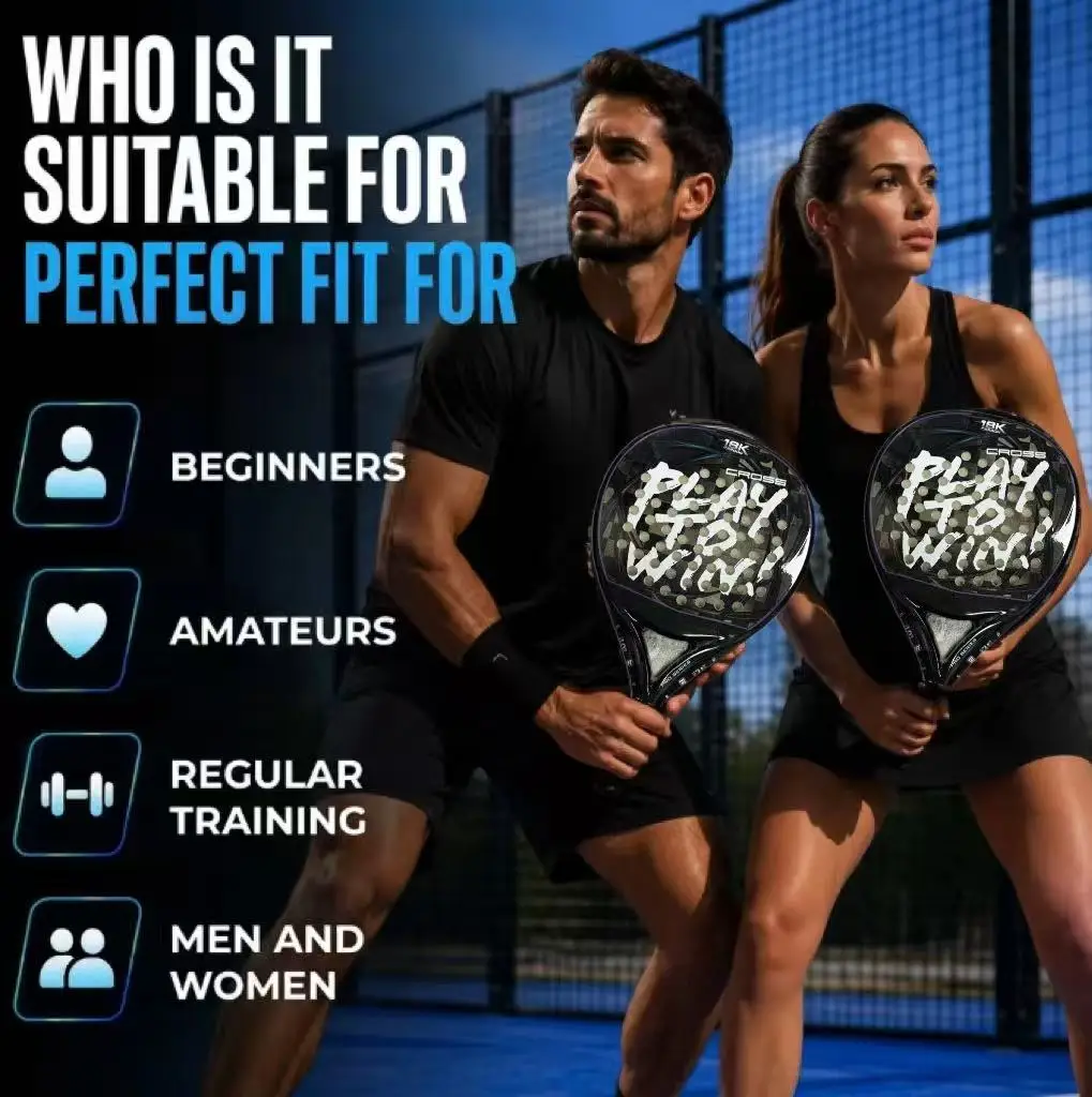 High Quality Raquette Palas De Padel TasRacket Teardrop Aerodynamics Padel Rackets Carbon Fiber 18k Frame Eva Core Tennis Racket