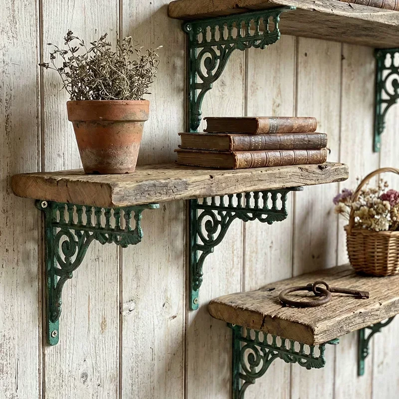 Cast Iron Triangular Roman Column Wall Storage Rack Ornaments Home Livingroom Wall Corner Bracket Metal Decoration Wall Sticker