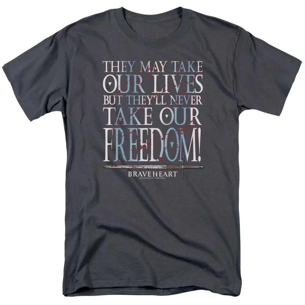 Braveheart Freedom T Shirt Mens Licensed Classic Movie Charcoal