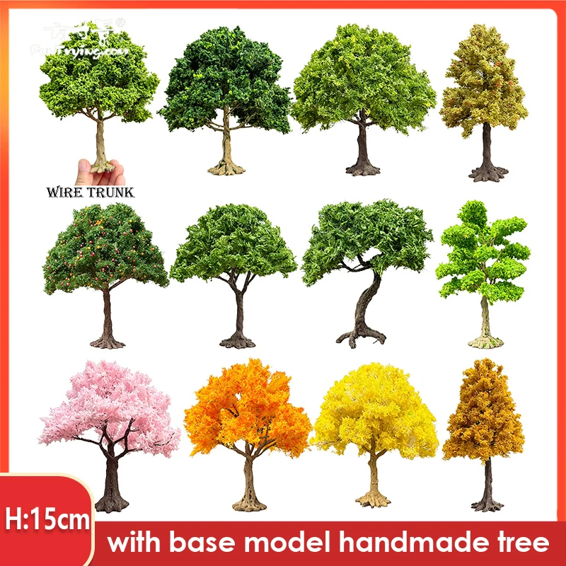 15cm Premium Draht-Figbaum-Modell Ahorn Birke Straßenbaum mit Sockel Mikrolandschaft 1/64 Modelleisenbahn Szenerie-Material