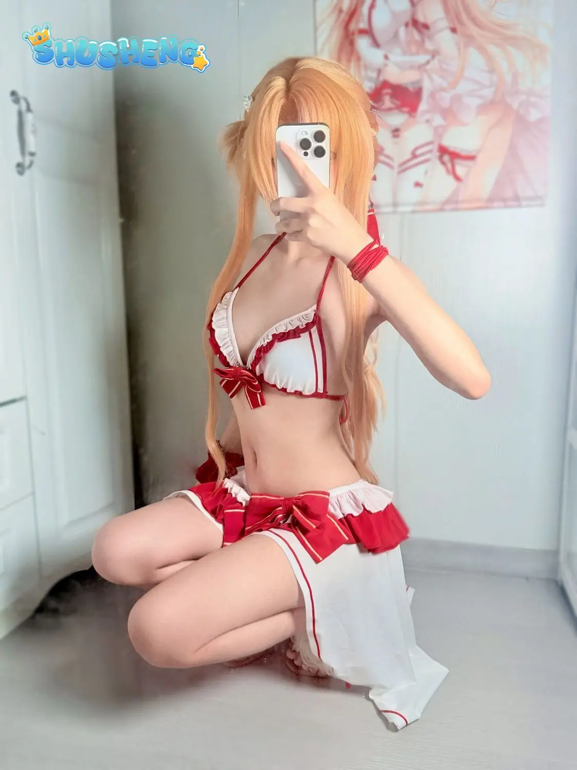Yuuki Asuna Cosplay Costume Anime Sword Art Online Girl Sweet Swimsuit Halloween Party Beach Dress Yūki Asuna Uniform view 4