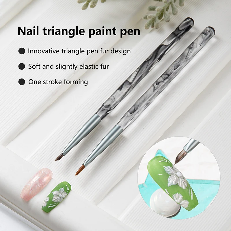 Triangular Nail Brush Nail Art Design Tip Painting Drawing Carving Dotting Pen FlatFan Liner Acrylic Gel UV Polish Manicure Tool