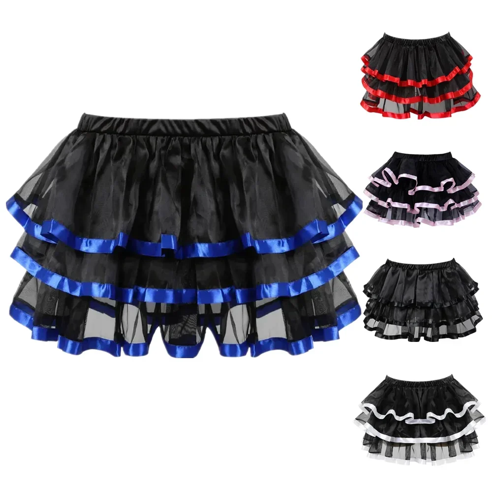 

Sexy Mini Tutu Skirt Ladies Party Dance Short Skirts Summer Multilayer Mesh Pleated Women Costume Gothic Vintage Corset Skirts