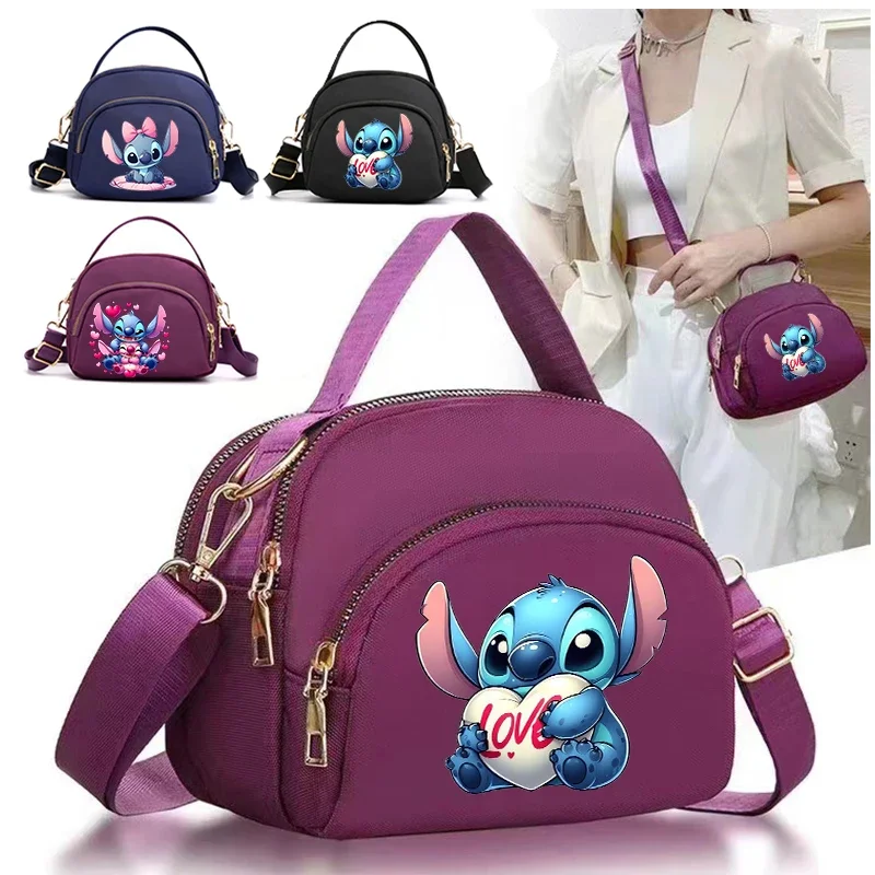 Stitch Disney Women Crossbody Zipper Mobile Phone Shoulder Bag Female Handbag Cartoon Multifunction Small Bag Lady Purse Gift