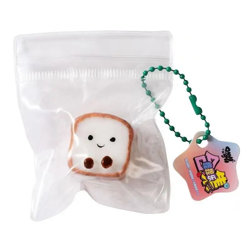 5Pcs Cute Cartoon Food Squeeze Toy Mini Slow Stress Relief Toys Keychain Pendant Decompression Sensory Toys For Kids Adults