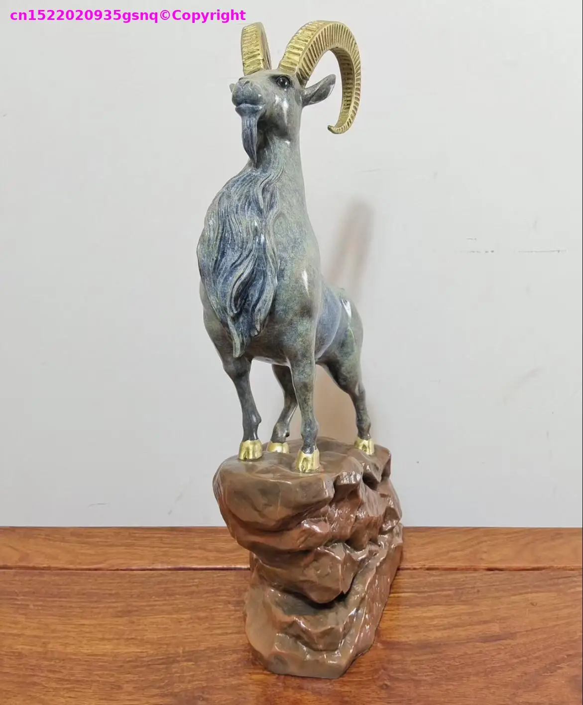 Implies career progress Home office bar club bronze Carving lucky decoration copper Rock goat animal  copper Tibetan antelope