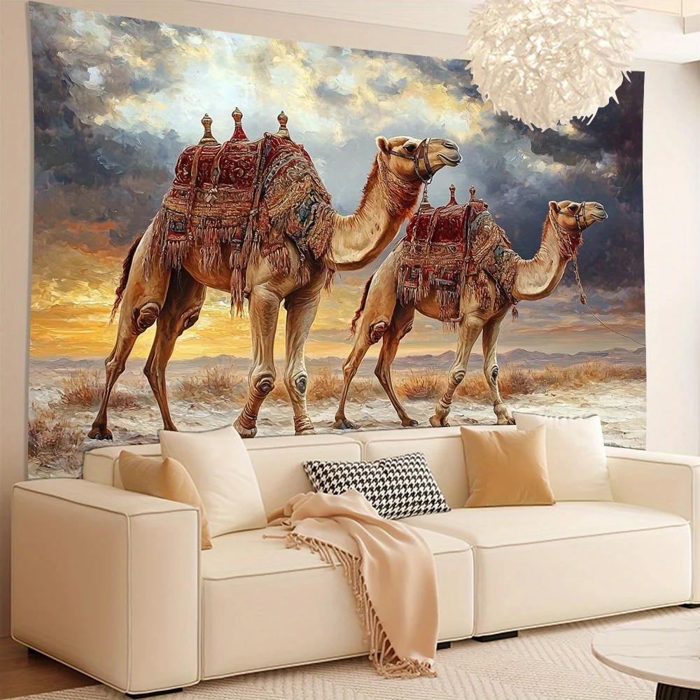 Camel caravan in the desert Digital printing polyester wall hanging tapestry decorative Living room bedrooms background gift