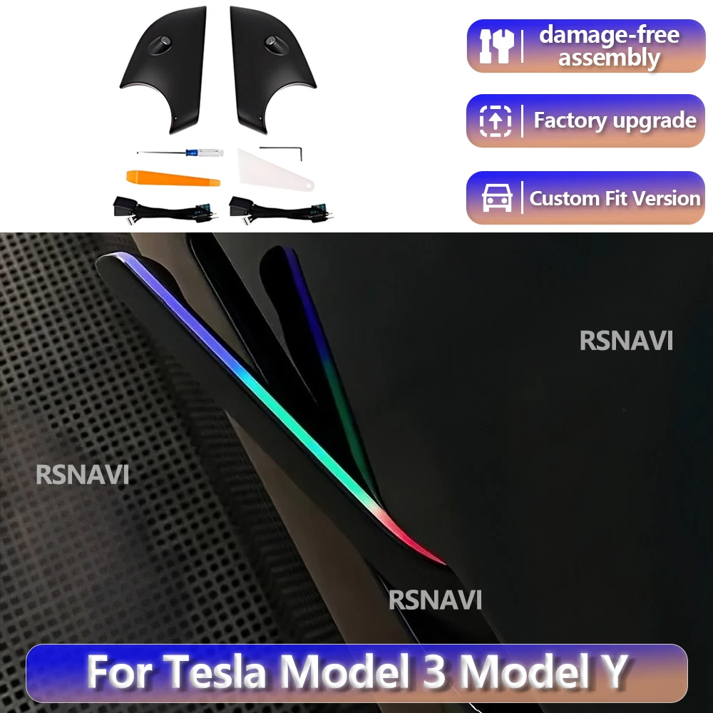 

RGB color streamer Plug and play For Tesla Model 3 Y 2017 - 2025 Highland OTA Waterproof Door Handles Car Accessories Wireless