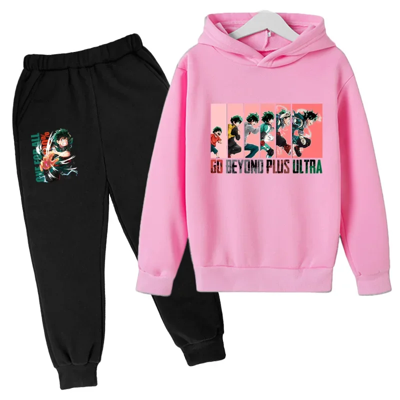 My Hero Academia Anime Printed Children Casual Hoodie+pants 2pcs Set Harajuku Spring Autumn Kids Boy Clothing Fashion Sportsuit