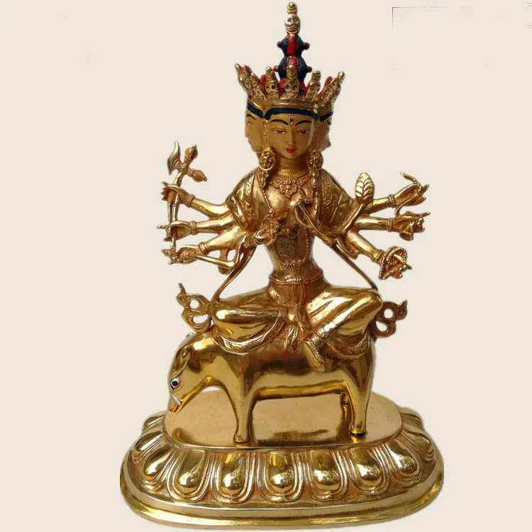 Good buddha statue # Southeast Asia Buddhism Gilding golden safety bless Marici  Bodhisattva PUSA buddha brass statue