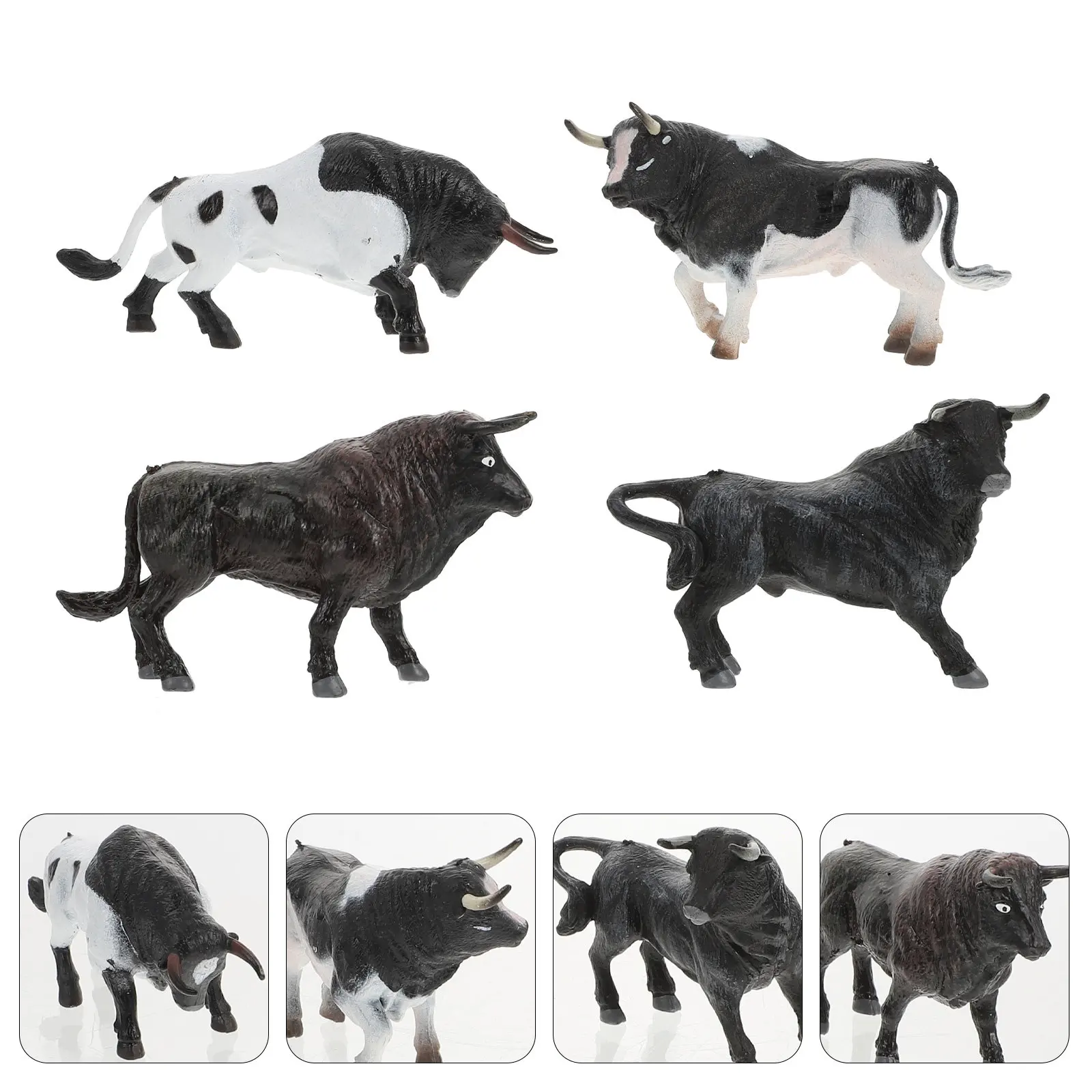 

4Pcs Miniature Simulation Cow Adornments Creative Desktop Decoration Micro Landscape Home Office Decorative Animals Cognition