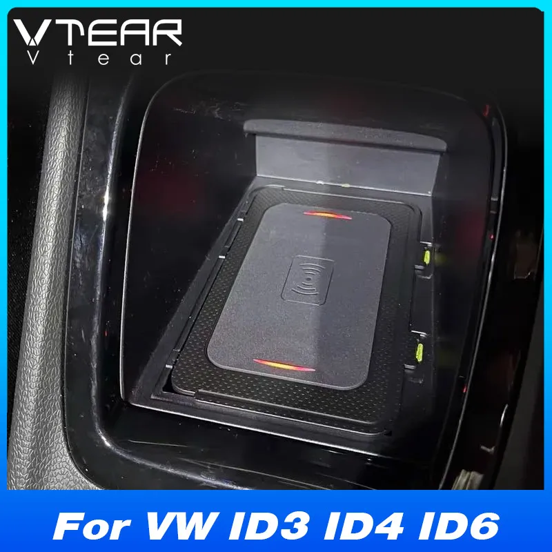 Car Wireless Charger For Volkswagen VW ID3 ID4X ID6X ID4 Crozz 15W Fast Phone Charging Plate Interior Modification 2020-2023