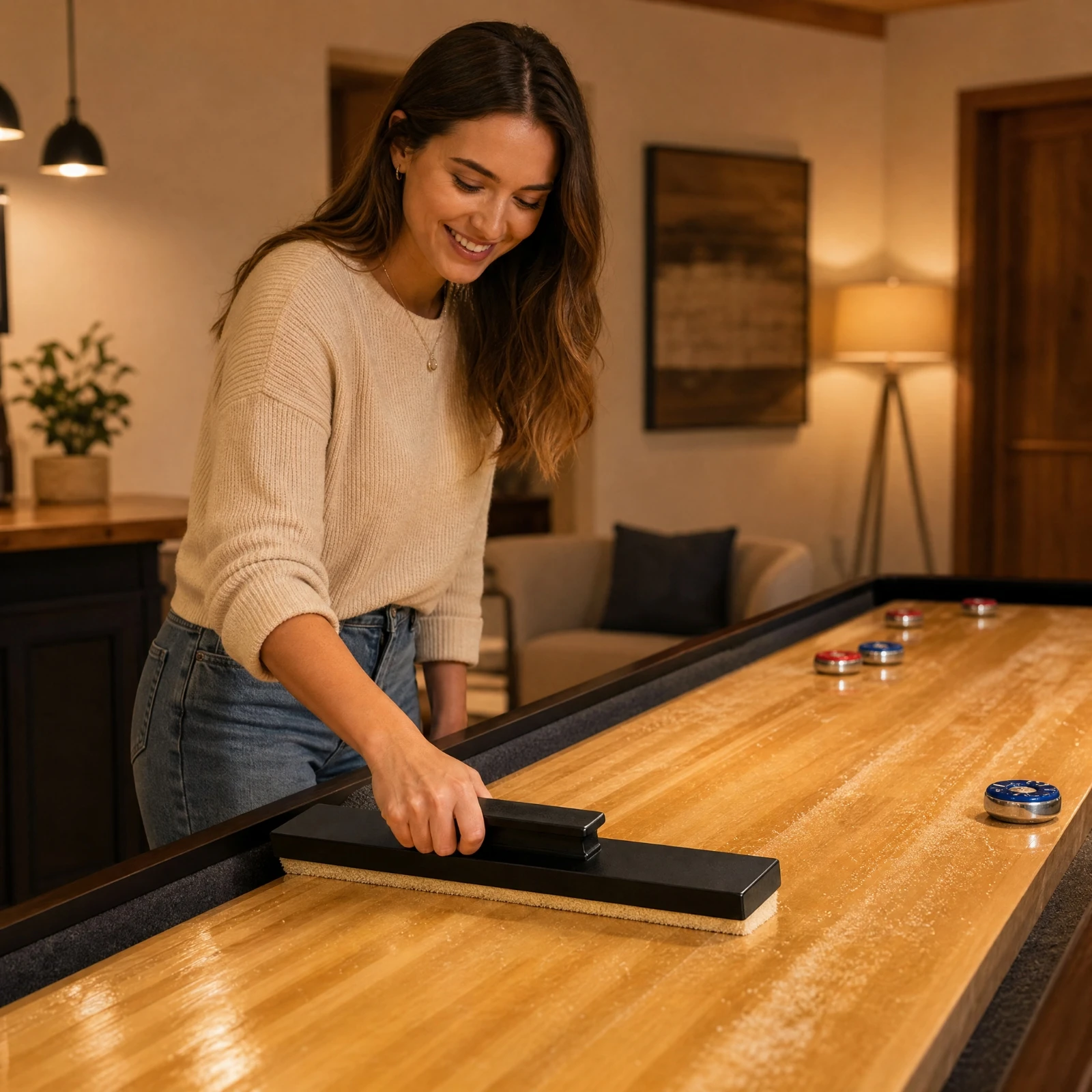Shuffleboard Table Cleaning Brush Wooden Surface Sweeper Raised Grip for Game Room Maintenance Efficient Sand Sweeping Tool