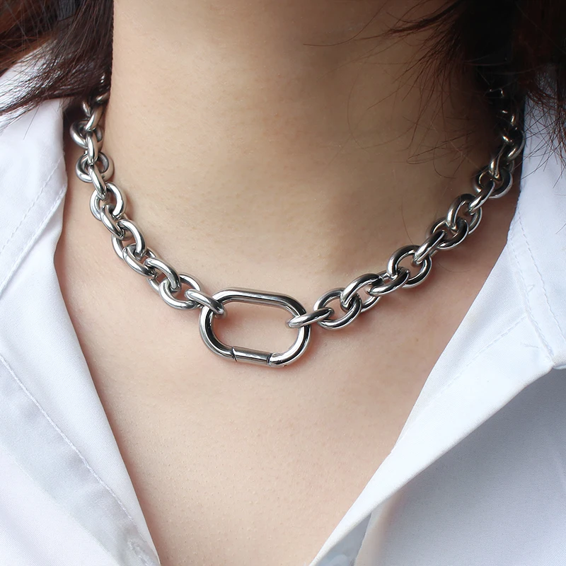 316L satinless steel Necklace Women's Fashion Cuban Chain Pendant Female Choke Jewelry Gifts Punk Necklace Collar Pendentifs