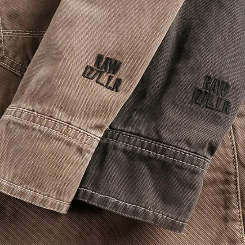 Sleeves embroidered letters heavy tide cool wash to do old men's work long sleeve shirt autumn and winter casual coat