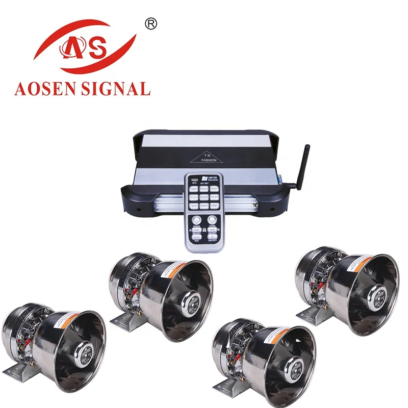 New High Power 1200W Remote Car Alarm Siren Amplifier Speakers With MP3 Player