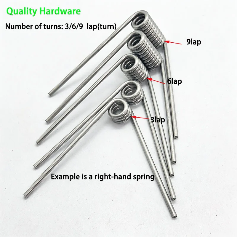Material: 304 Stainless Steel | Wire Dia: 1.2mm | Right Hand Wind | Available Coils: 3/6/9 Turns, 10 Pcs per Pack
